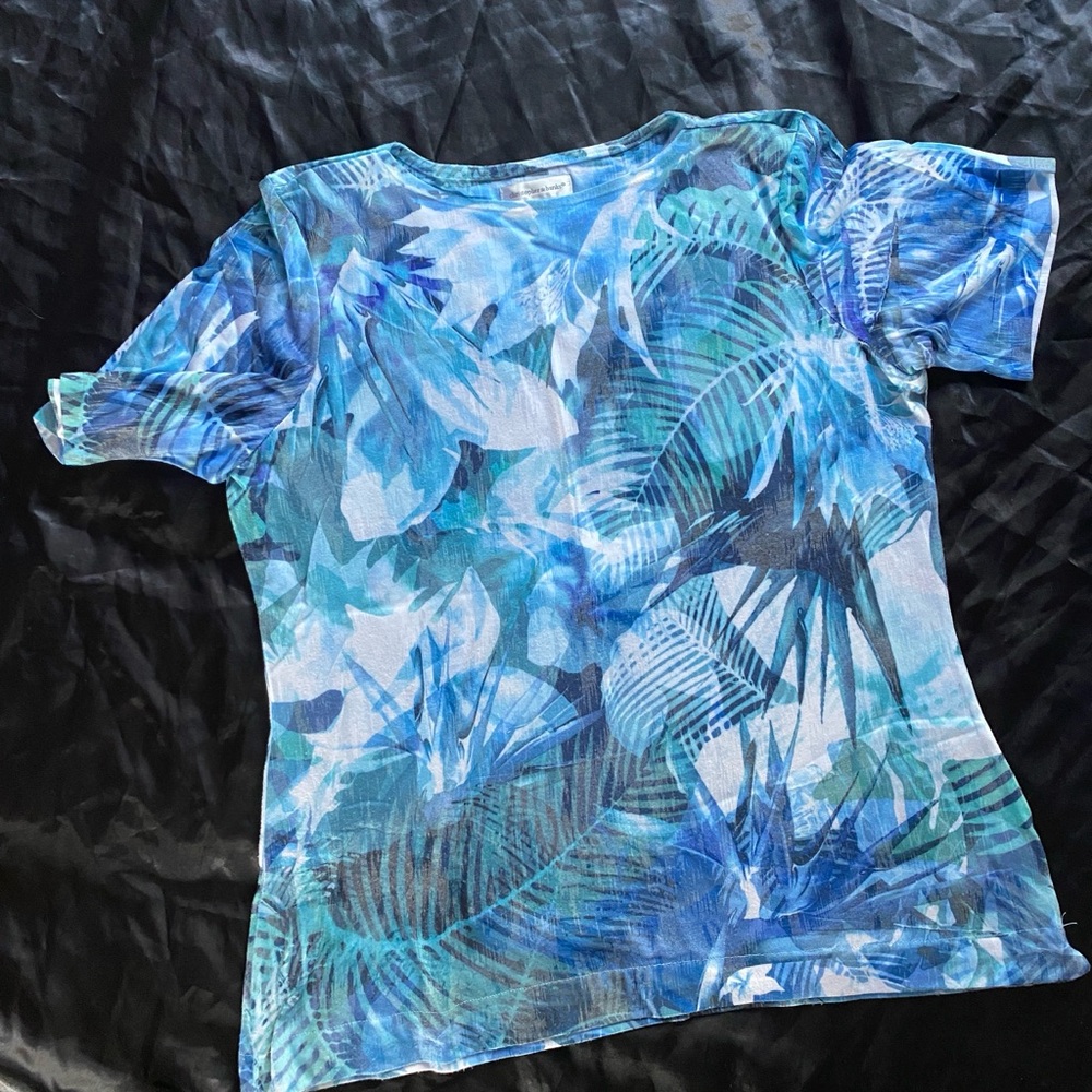 Christopher & Banks Blue and White Print Top
